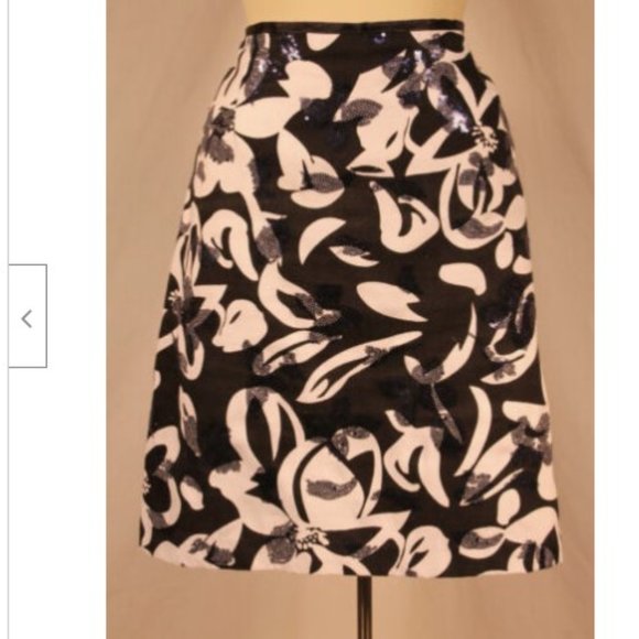 Transitions Black + White Floral Blue Sequin Skirt - Picture 3 of 5